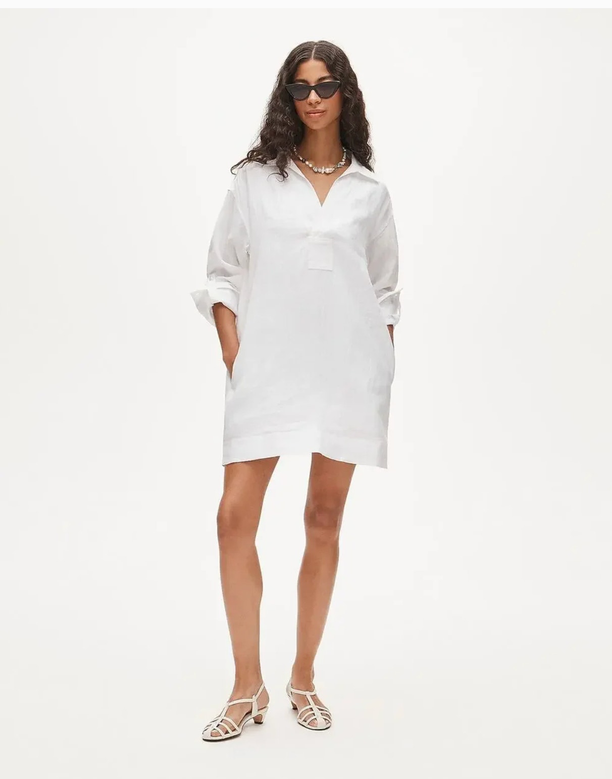 J Crew V Neck Popover Linen Dress 2x Nwt White Cs981 Coastal Resort Travel